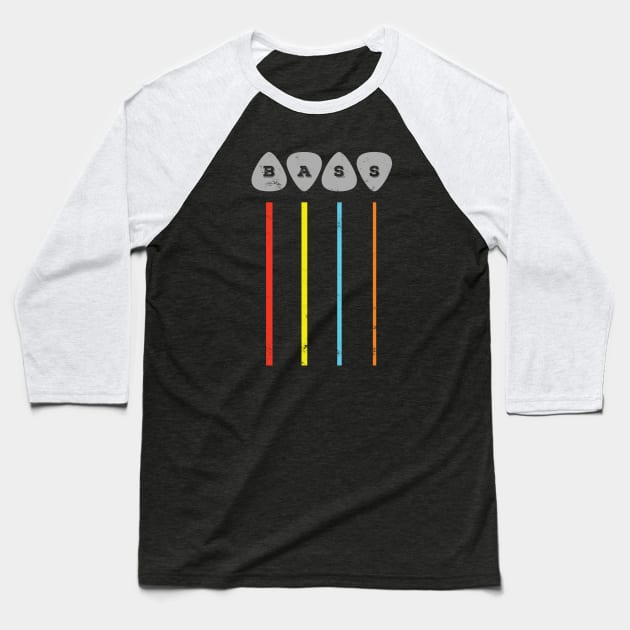 Bass Guitar Picks Bass Strings Colorful Theme Baseball T-Shirt by nightsworthy